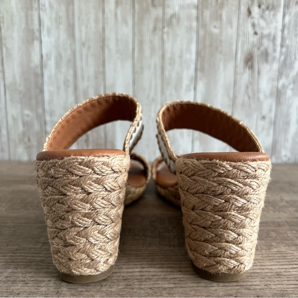 Tommy Bahama Cream Tan Woven Espadrille Wedge Sandals Beachy Resort Size 6.5 - Picture 7 of 8